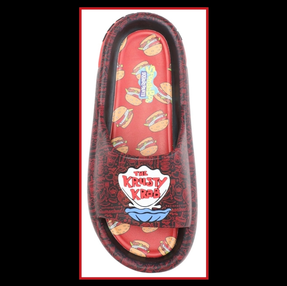 KRUSTY KRAB SLIDE SANDALS.